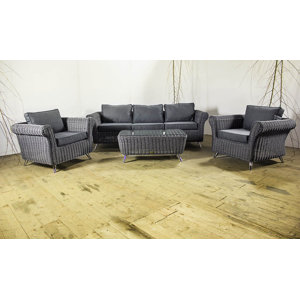 4-tlg. Polyrattan Lounge-Set mit Kissen von Esse..