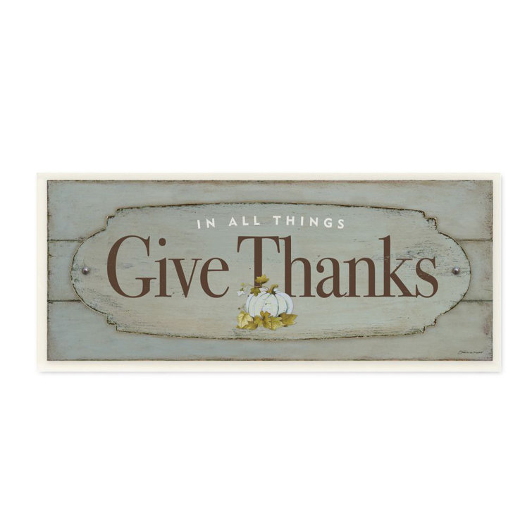August Grove Give Thanks Blue Wood Texture Fall Autumn Seasonal Word By Stephanie Workman Marrott Textual Art Print Wayfair