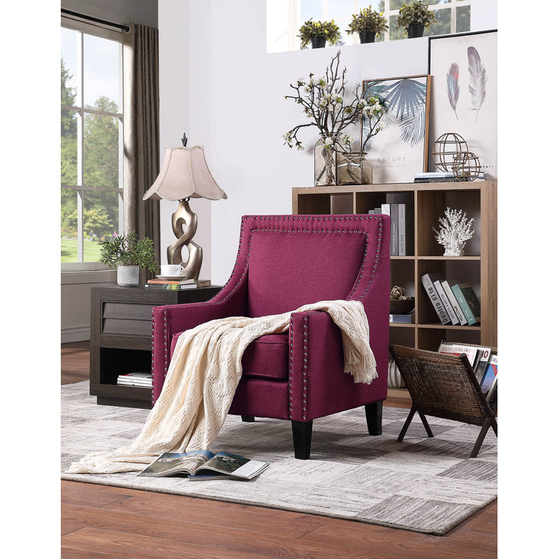 Red Barrel Studio Armchair With Solid Wood Legs Leisure Chair With Nailheads Stylish And Durable Chairs With Removable Cushion Wayfair Ca