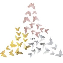 96PCS 3 Sizes 4 Styles Gold Butterfly Removable Hollow Butterflies Wall Stickers for Cake Decorations Party Wedding Room Framed Walls Art Décor 3D Butterfly Wall Decals 