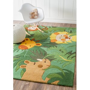 Kinder Safari Friends Green Area Rug