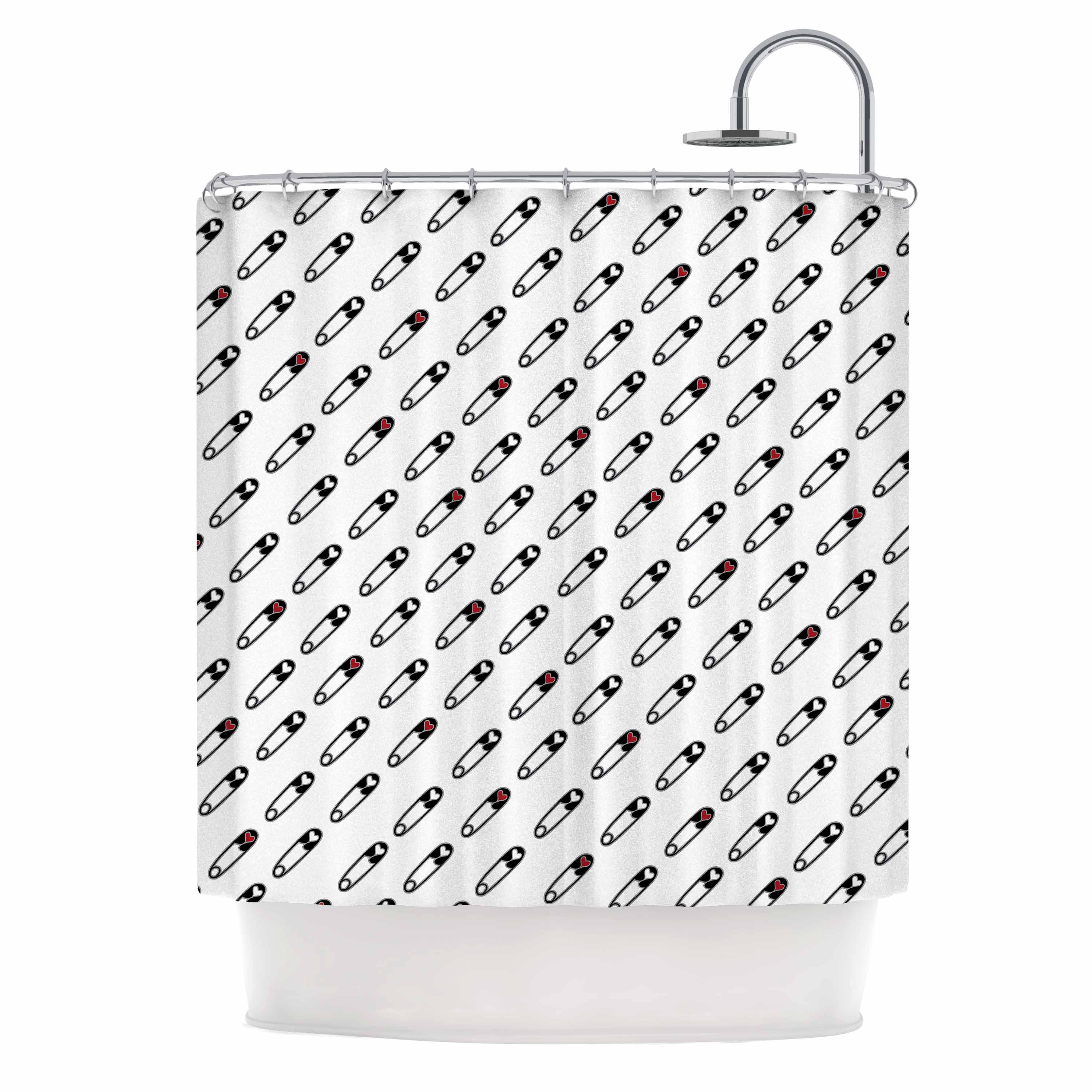 East Urban Home Heart Safety Pins Ilration Shower Curtain East Urban Home Heart Safety Pins Ilration Shower Curtain Reviews Wayfair