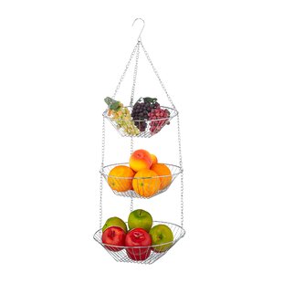 3-Tier Hanging Wire Fruit Hammock its useful Three Level Wire Hanging Fruit Basket for Preserving Freshness of Fruits and Vegetables 
