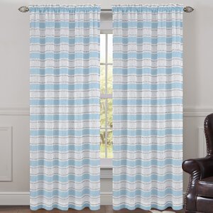 Deneuve Striped Sheer Rod Pocket Curtain Panels (Set of 2)