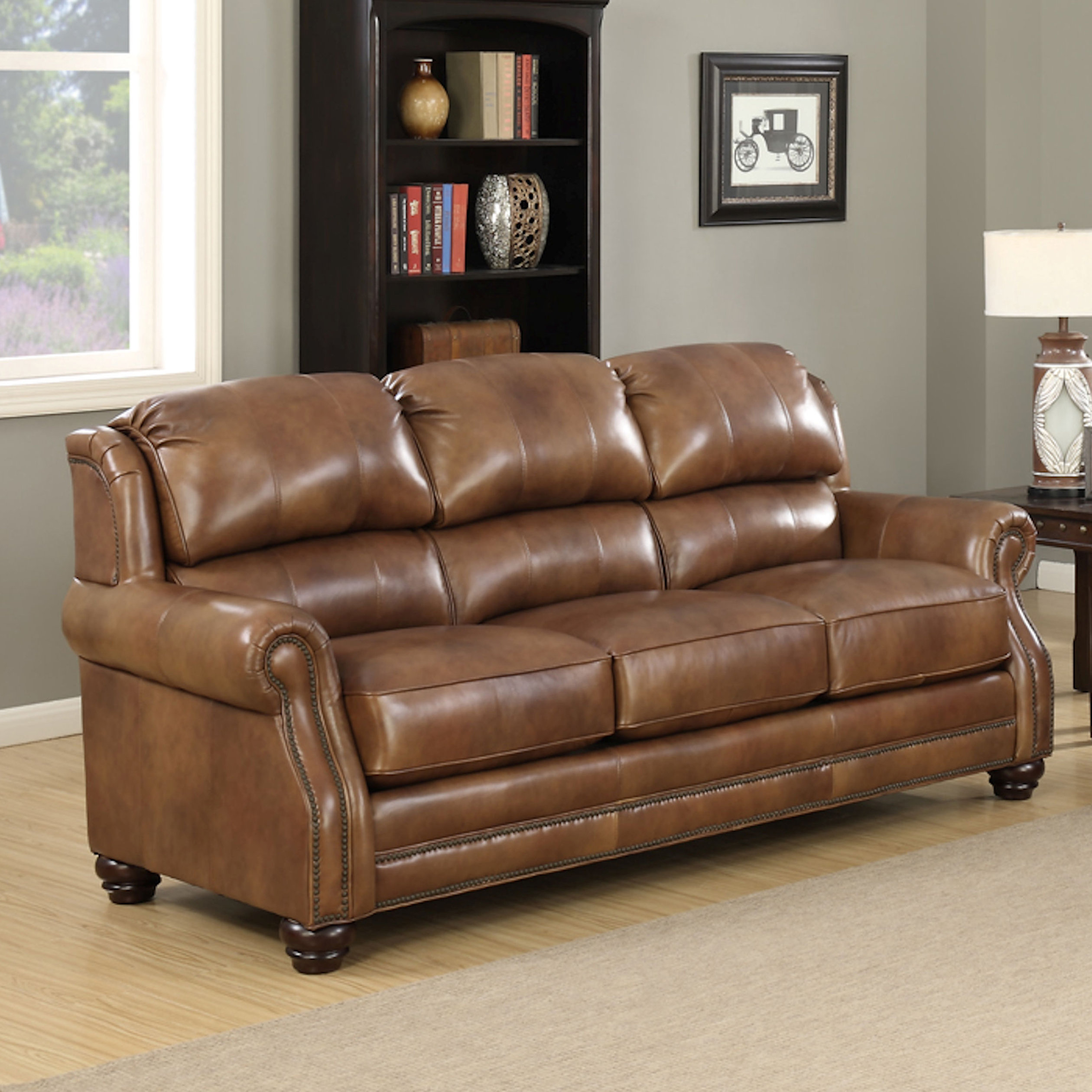 Darby Home Co Wein Wingback Leather Sofa Wayfair