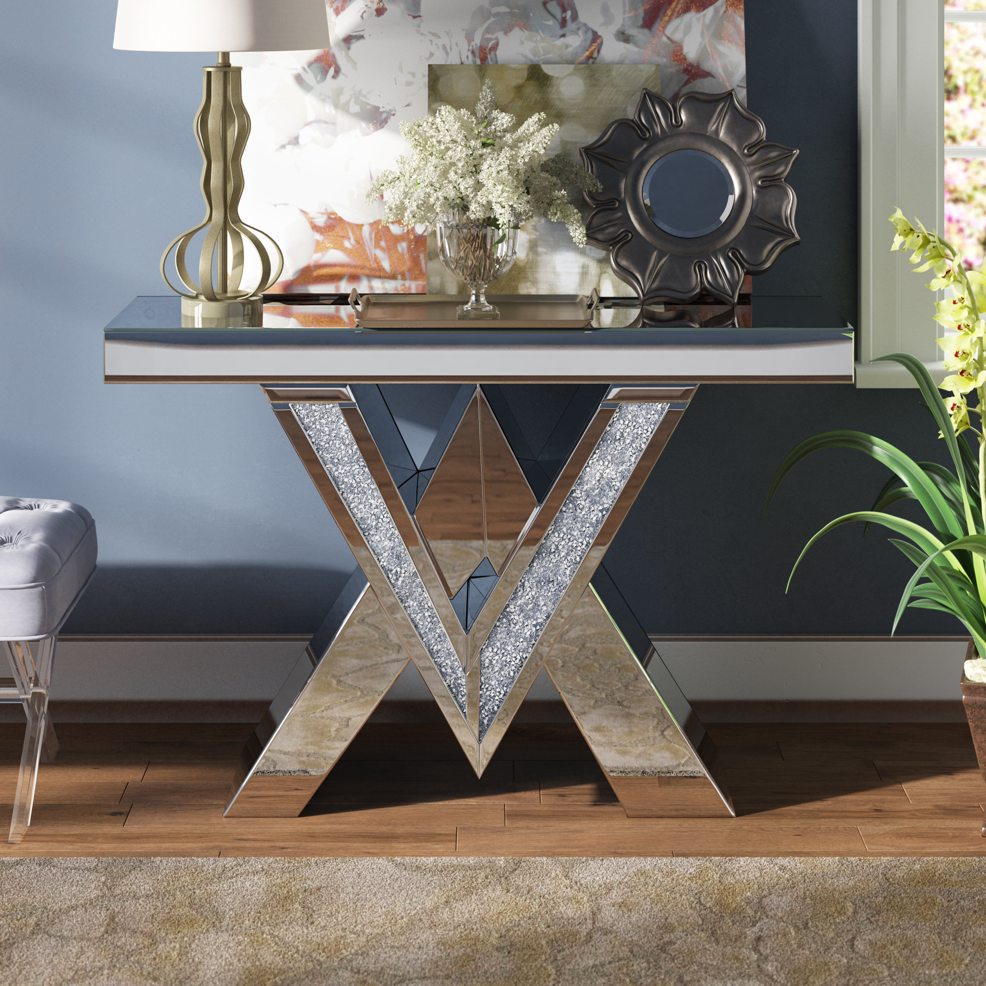 Rosdorf Park Aayush Mirrored Console Table Reviews Wayfair Aayush Mirrored Console Table