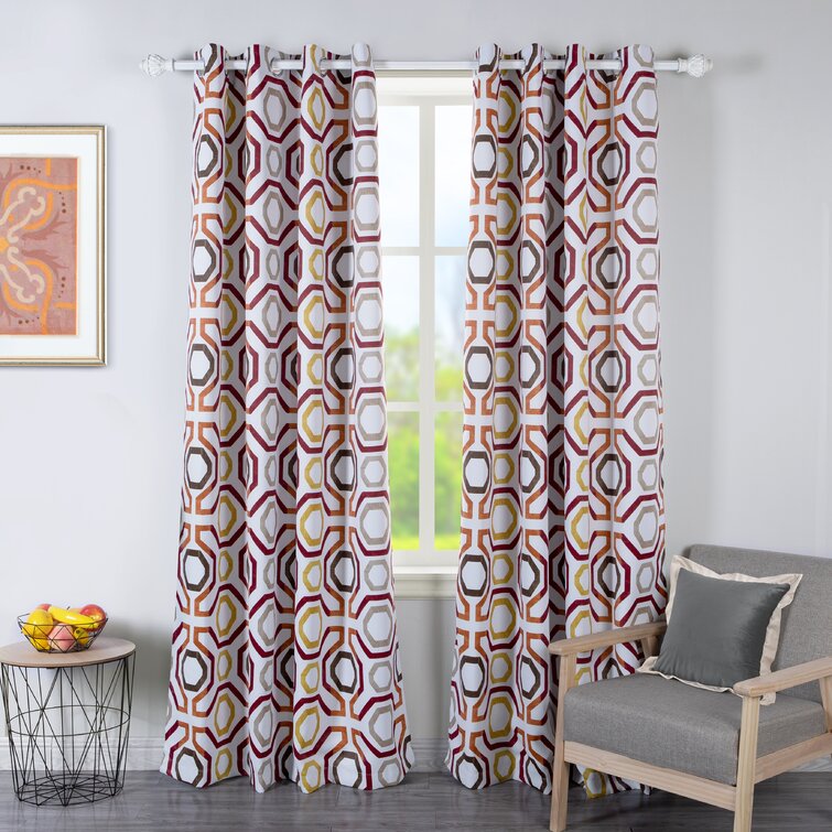 Elegant Abstract Colorful Curtains Grommet Top Panel for Living Room,52" Width 