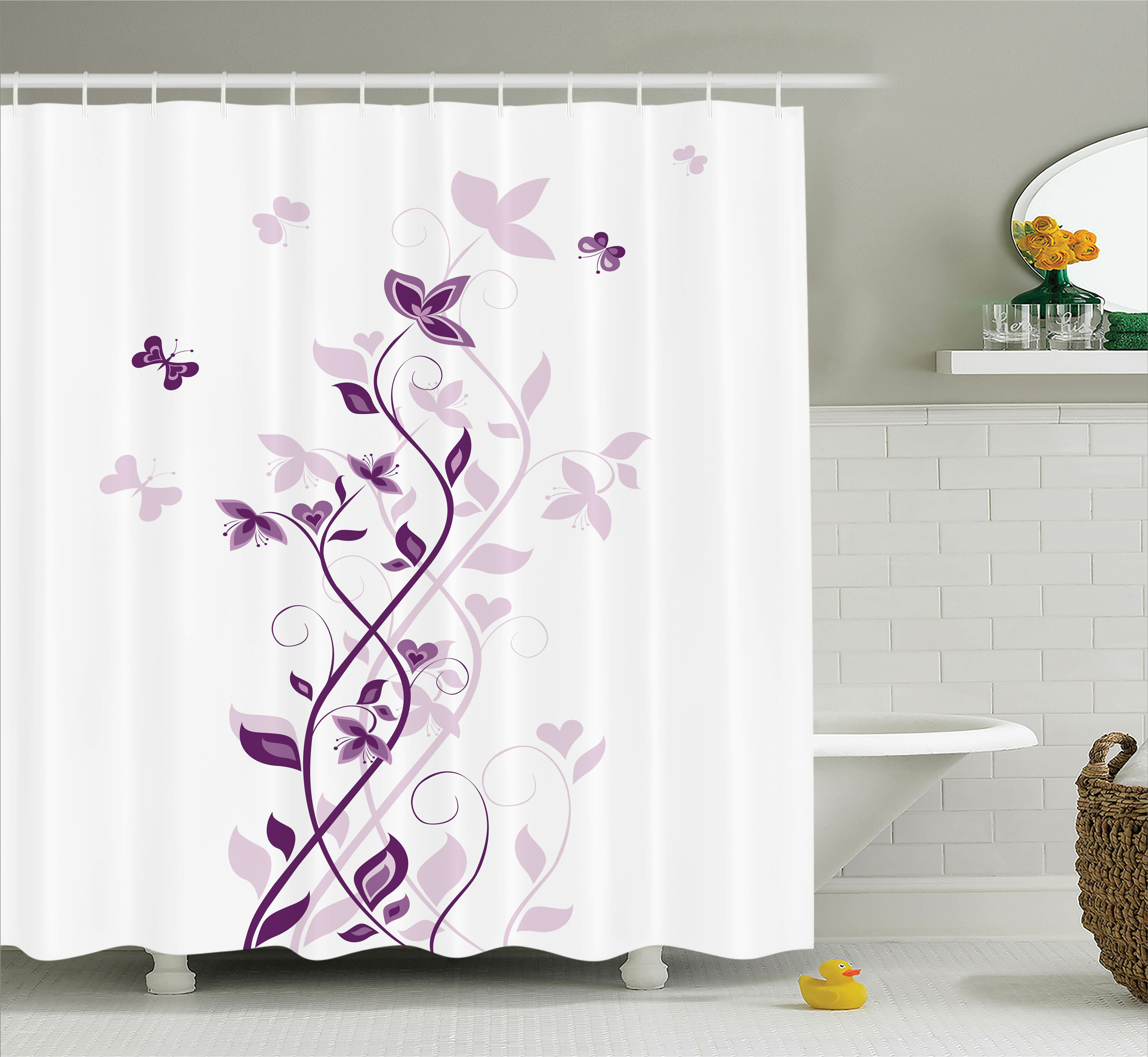 lilac floral shower curtain