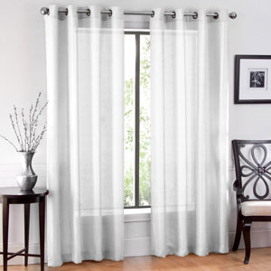 Window Sheet Solid Sheer Grommet Curtain Panels (Set of 2)