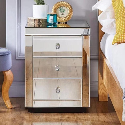 Emma 26'' Tall 3- Drawer Mirrored Nightstand
