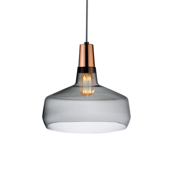 NUDE Mono Pendant Lamp Smoke with Copper Socket Wide ...
