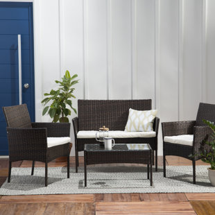 Moro 4 Piece Rattan Sofa Seating Group with review