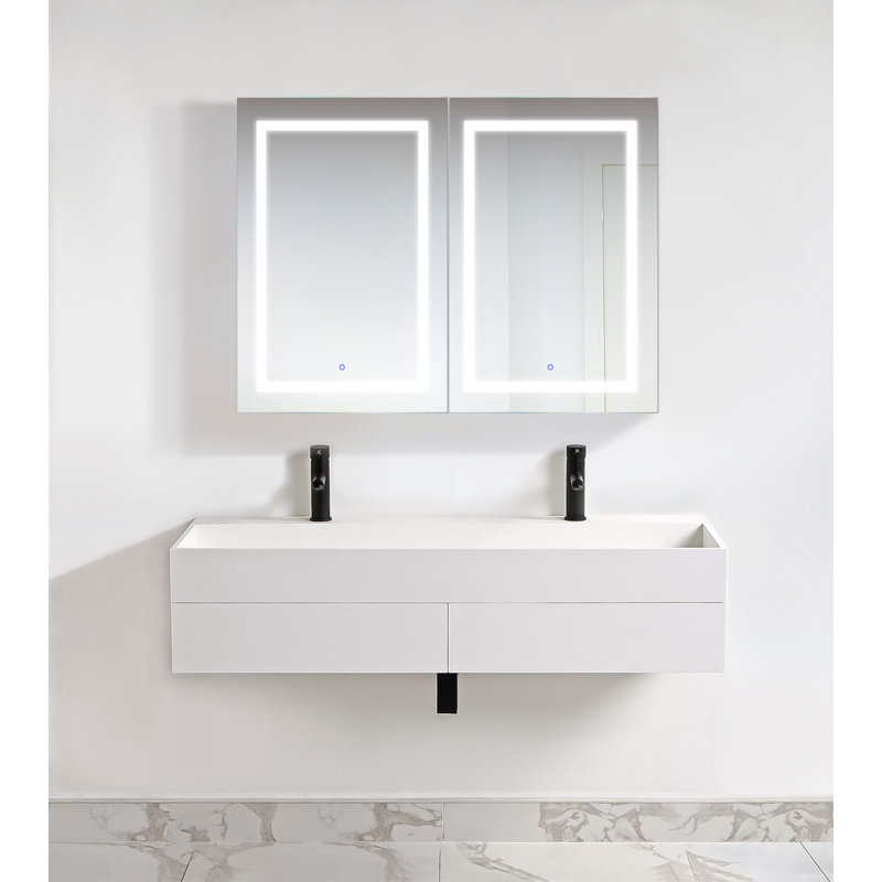 Orren Ellis Vandeventer 48 X 36 Recessed Or Surface Mount Medicine Cabinet With 6 Adjustable Shelves And Led Lighting Wayfair