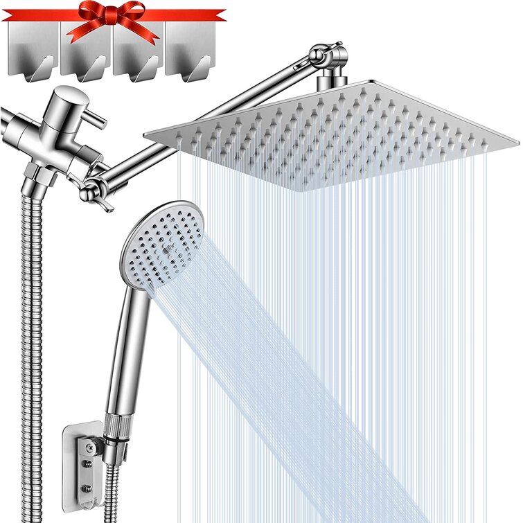 Chrome Anti-leak Anti-clogging Showerhead Adjustable Angle Bracket 60 Stainless Steel Hose Handheld Shower Head High Pressure 5 Mode Spray Water 