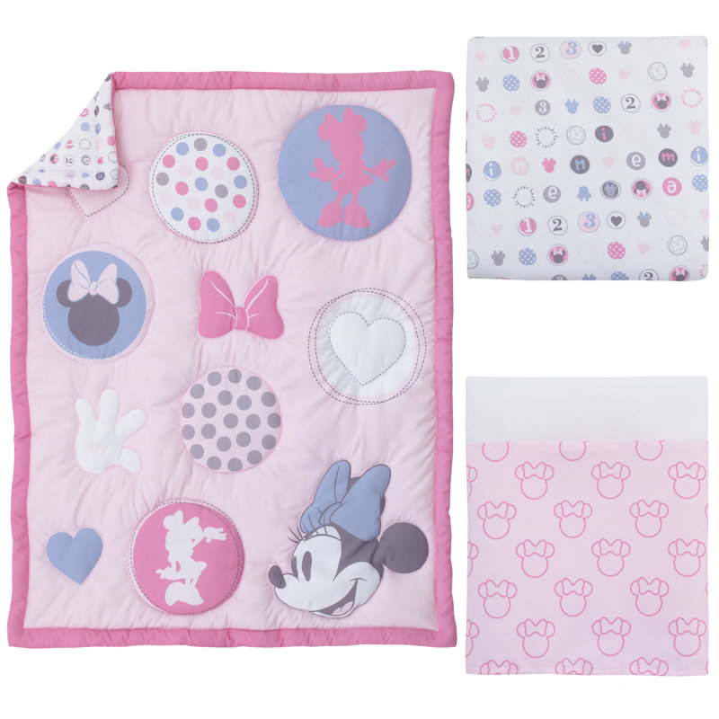 Minnie Mouse 15 Pc Pink Flowers Butterflies Crib Bedding Set By