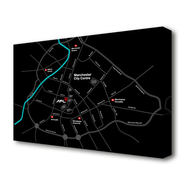 East Urban Home Manchester City Map Graphic Art Print On Canvas Wayfair Co Uk