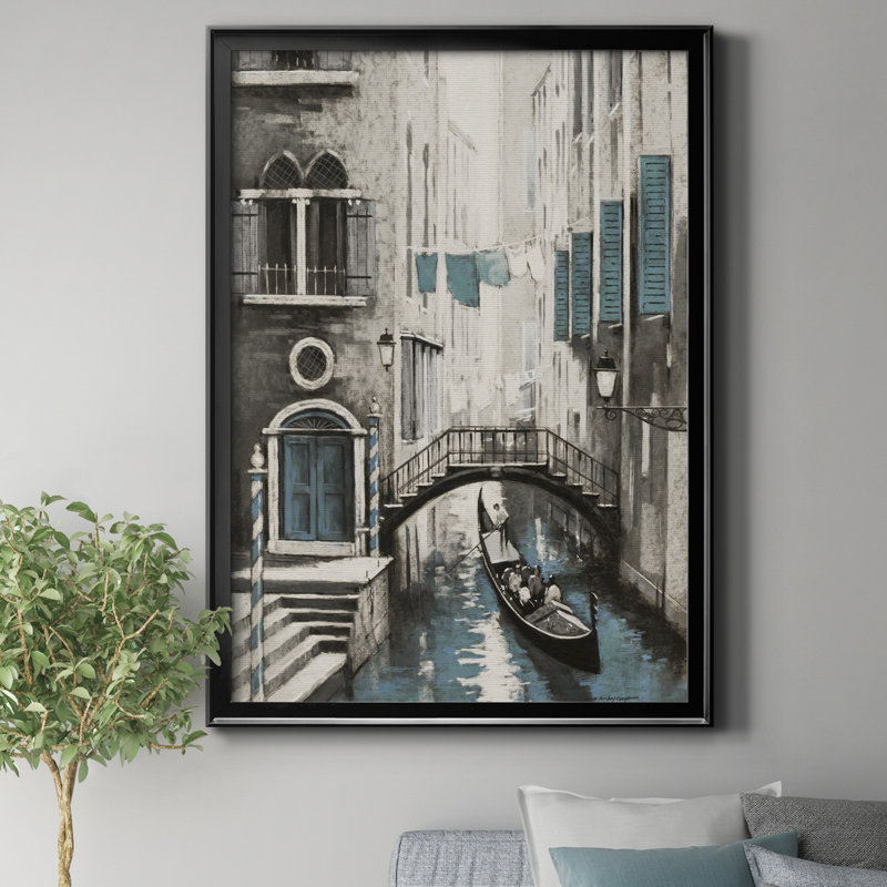 Venice I by J Paul - Picture Frame Painting Print on Canvas Frame Color: Black, Size: 18.5" H x 24.5" W x 1.5" D