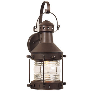 Go to store & view more images Oakhill Glass 1-Light Outdoor Wall Lantern by Charlton Home