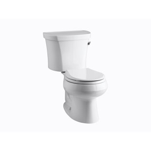 Go to store & view more images Kohler Wellworth Two-Piece Round-Front 1.28 GPF Toilet with Class Five Flush Technology, Right-Hand Trip Lever and Tank Cover Locks