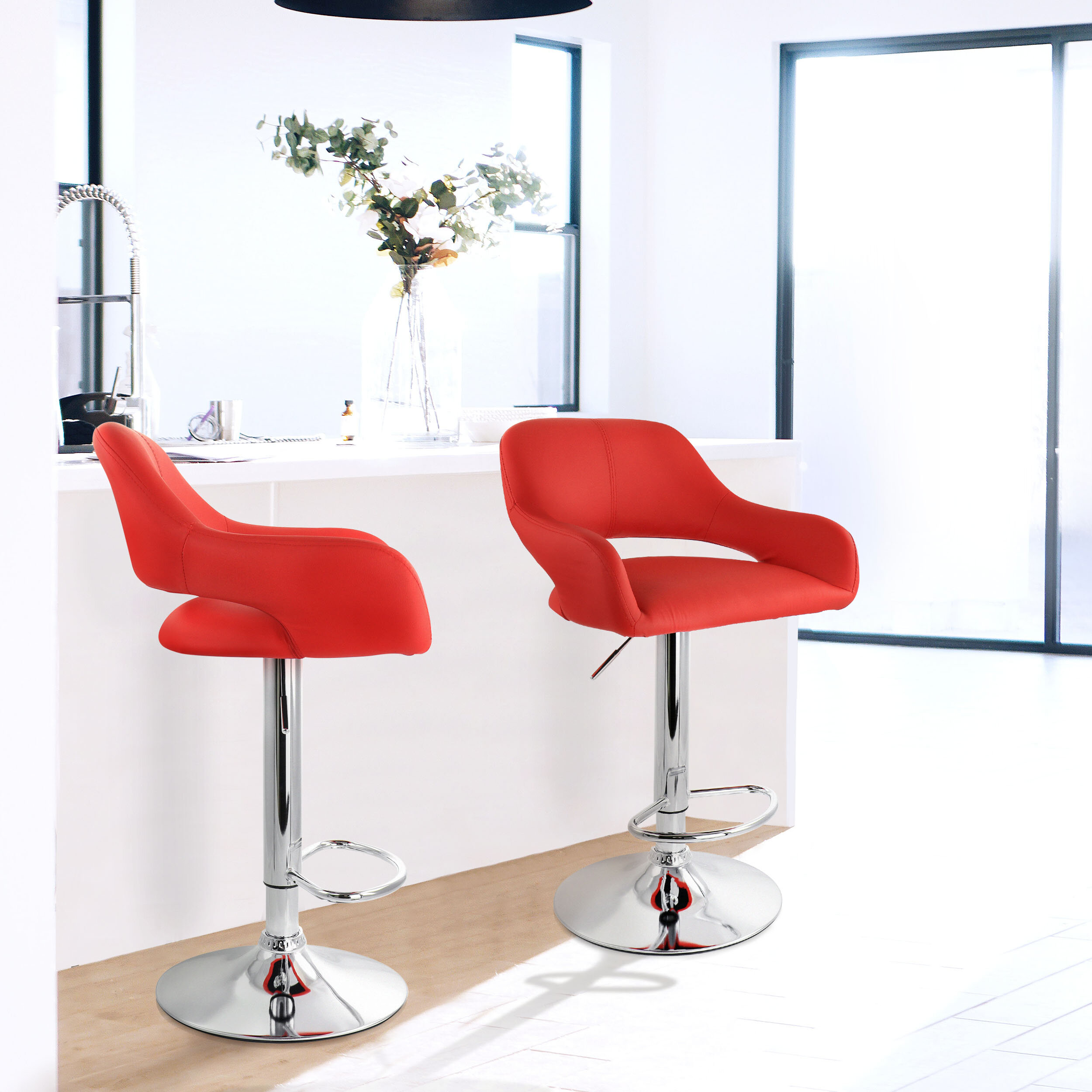 adjustable leather bar stool