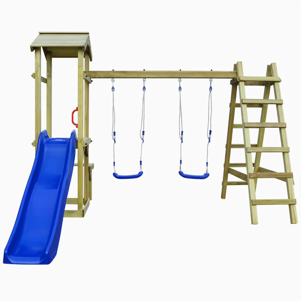 playhouse set with ladder slide and swings
