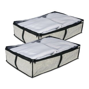 2 pack Flexible Zippered Under Bed Storage Bag 18 x 42 x 6 inches Black 