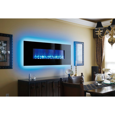 Miami Led Wall Mounted Electric Fireplace Dynasty Finish Black