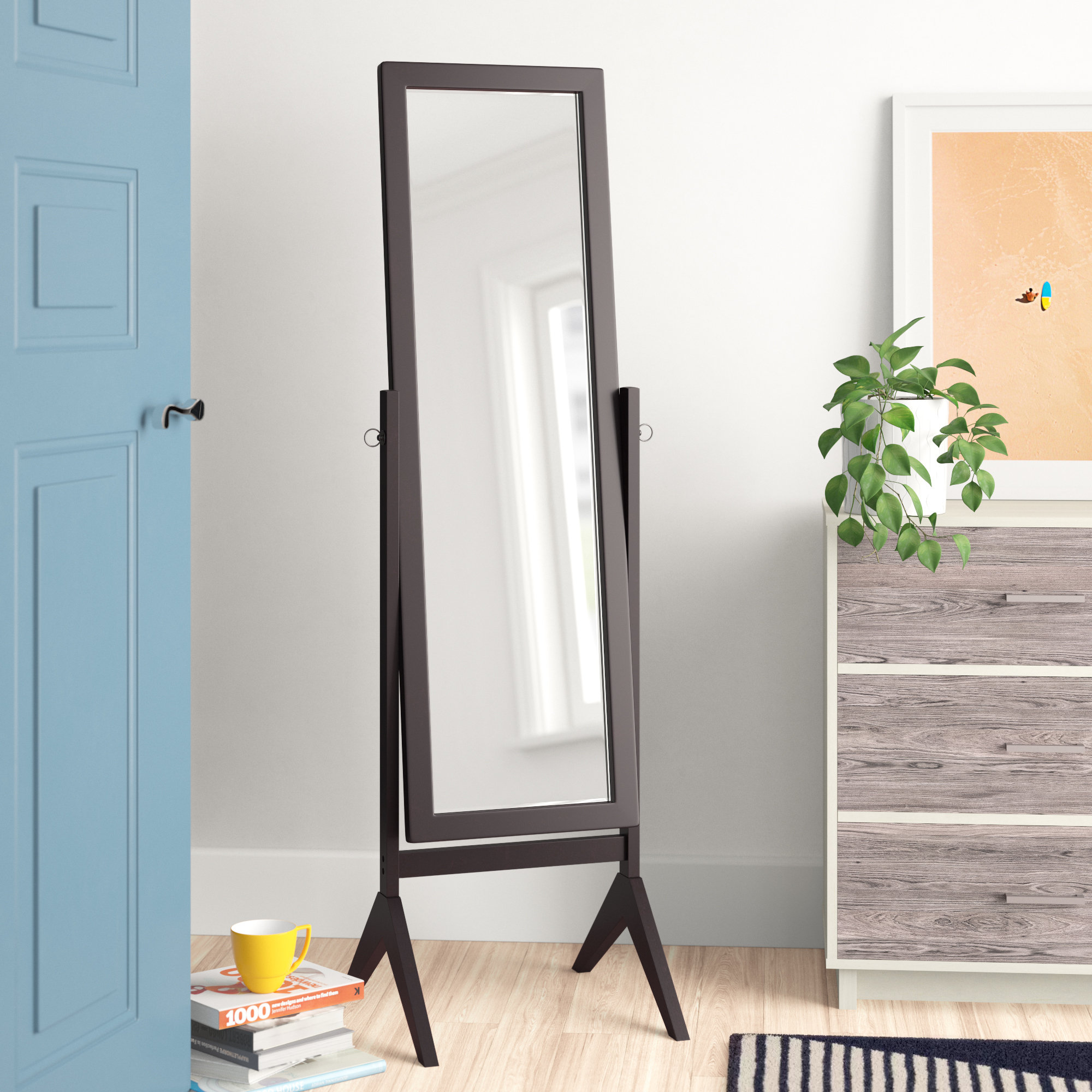 farmhouse wood floor mirror