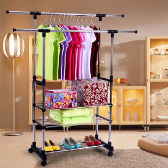 Rebrilliant Berrier 31 5 W Portable Clothes Rack Hanger Double