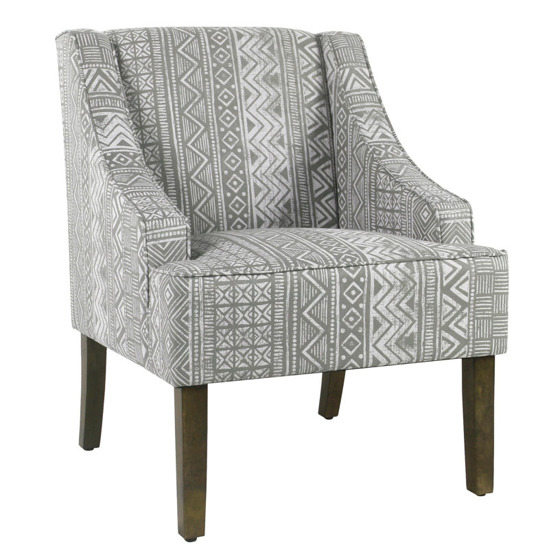 Wrought Studio Geometric Pattern Fabric Upholstered Wooden ...