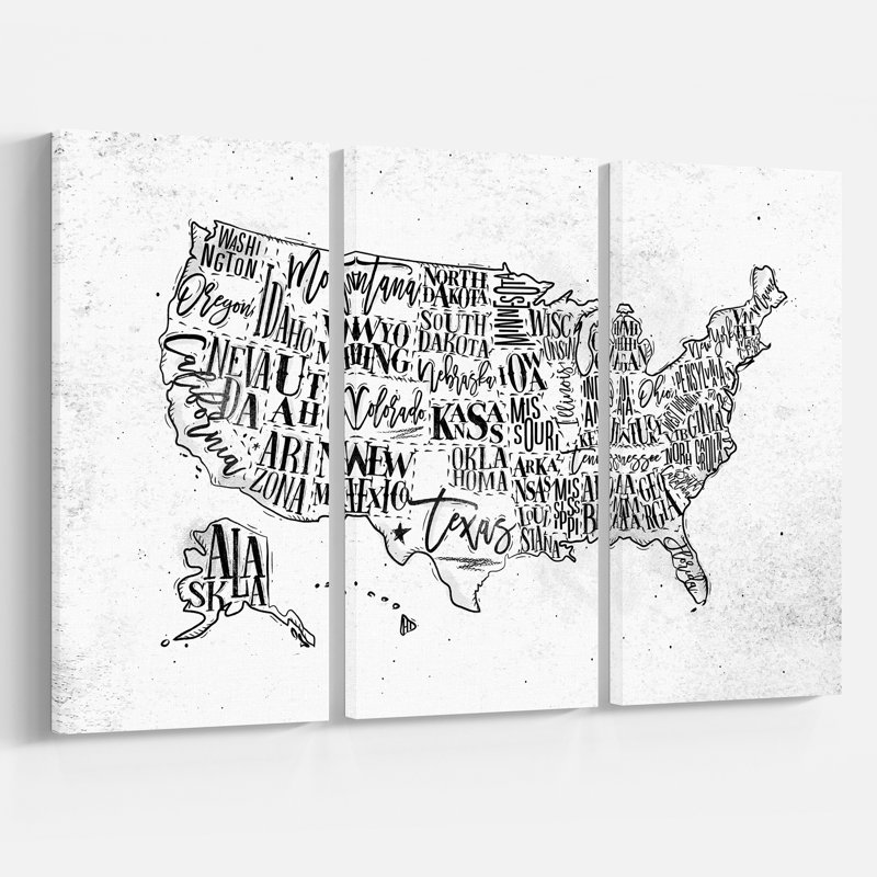 East Urban Home United States Vintage Mapin Dirty Paper Oil