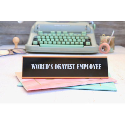 Personalized Desk Plate Office Sign Stamp Out Inc Holder Color Gold Holder Sign Color Black Sign