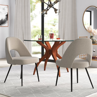 Home Lusi Glass Dining Table & 4 Cream Chairs 