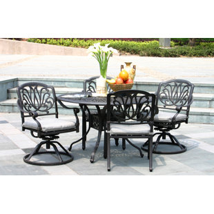 Go to store & view more images Greenwell 5 Piece Dining Set with Sunbrella Cushions by Fleur De Lis Living
