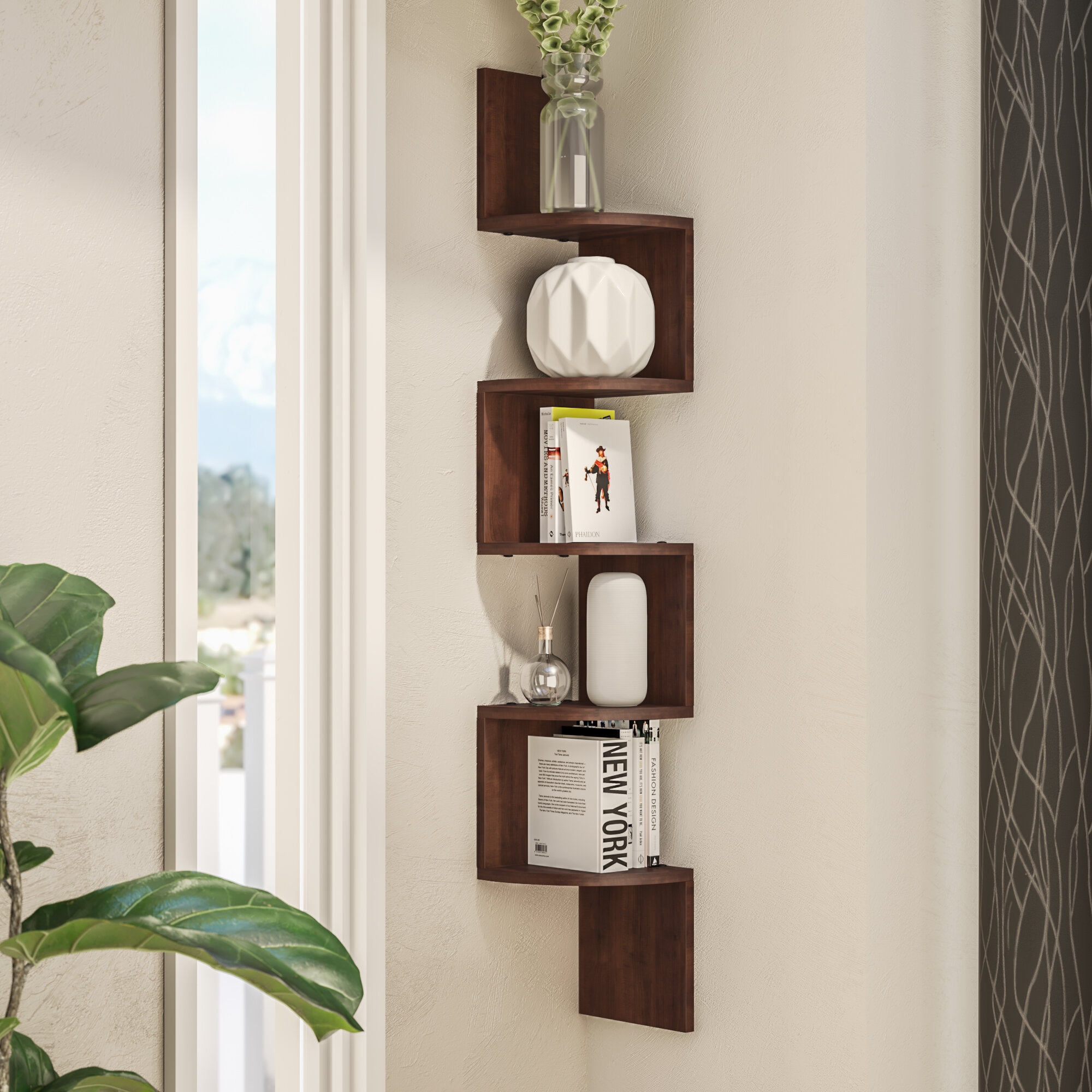 Creative Corner Wall Shelves for Large Space
