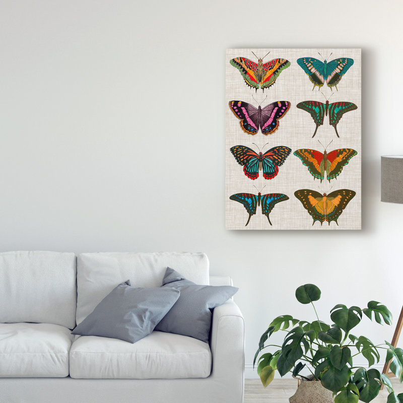 August Grove Polychrome Butterflies Ii Acrylic Painting Print On Wrapped Canvas Wayfair