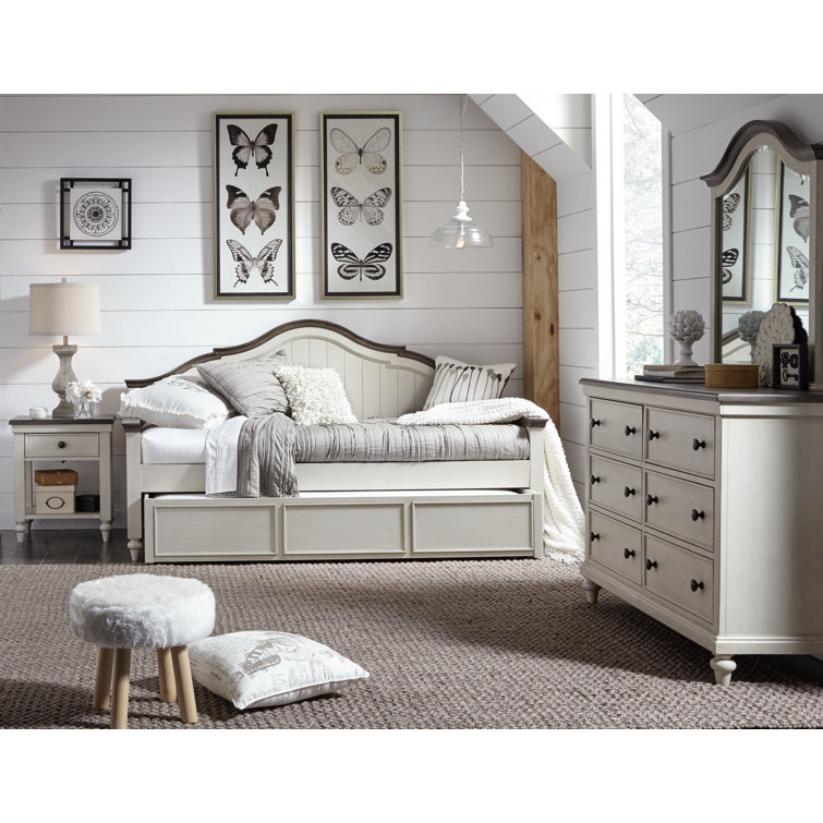 Transitional White and Brown 22" Nightstand with USB and LED Light