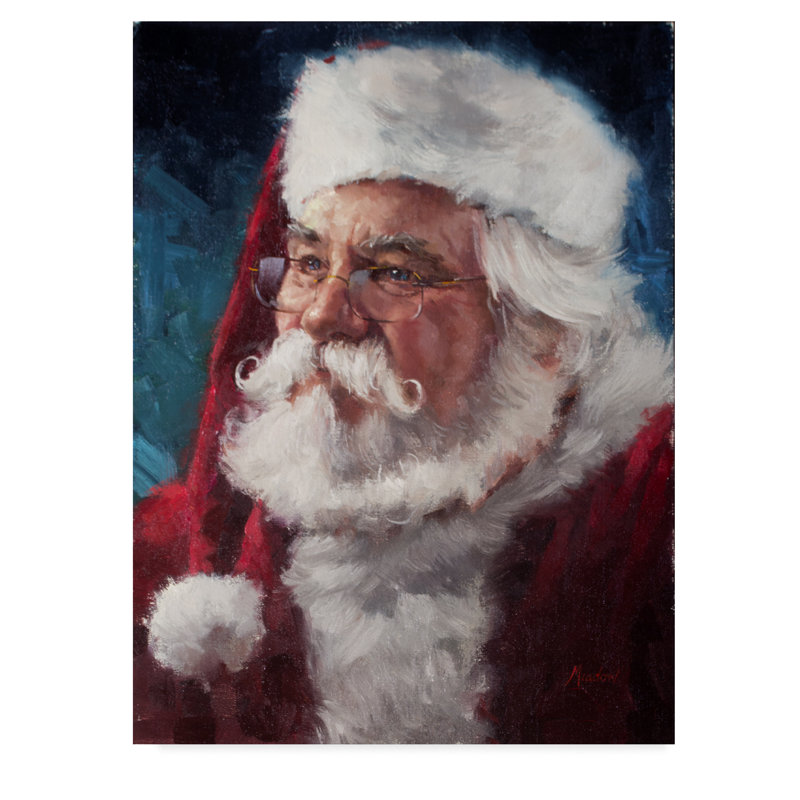 The Holiday Aisle Elderly Santa Portrait Acrylic Painting Print