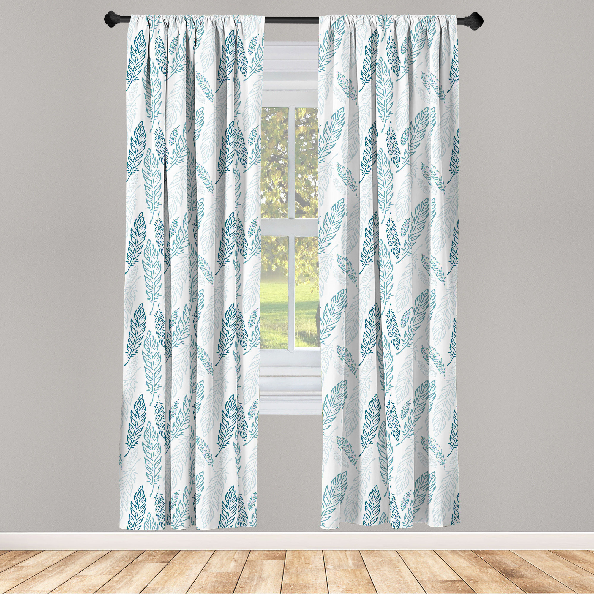 Ambesonne Room Microfiber Curtain Panels Set of 2 Window Drapes with Rod Pocket 