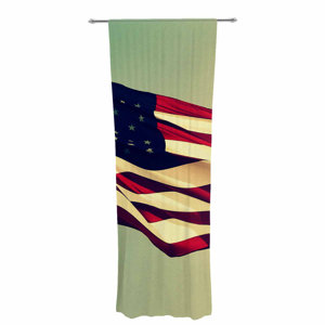 Robin Dickinson Freedom Digital Decorative Graphic Print Sheer Rod Pocket Curtain Panels (Set of 2)