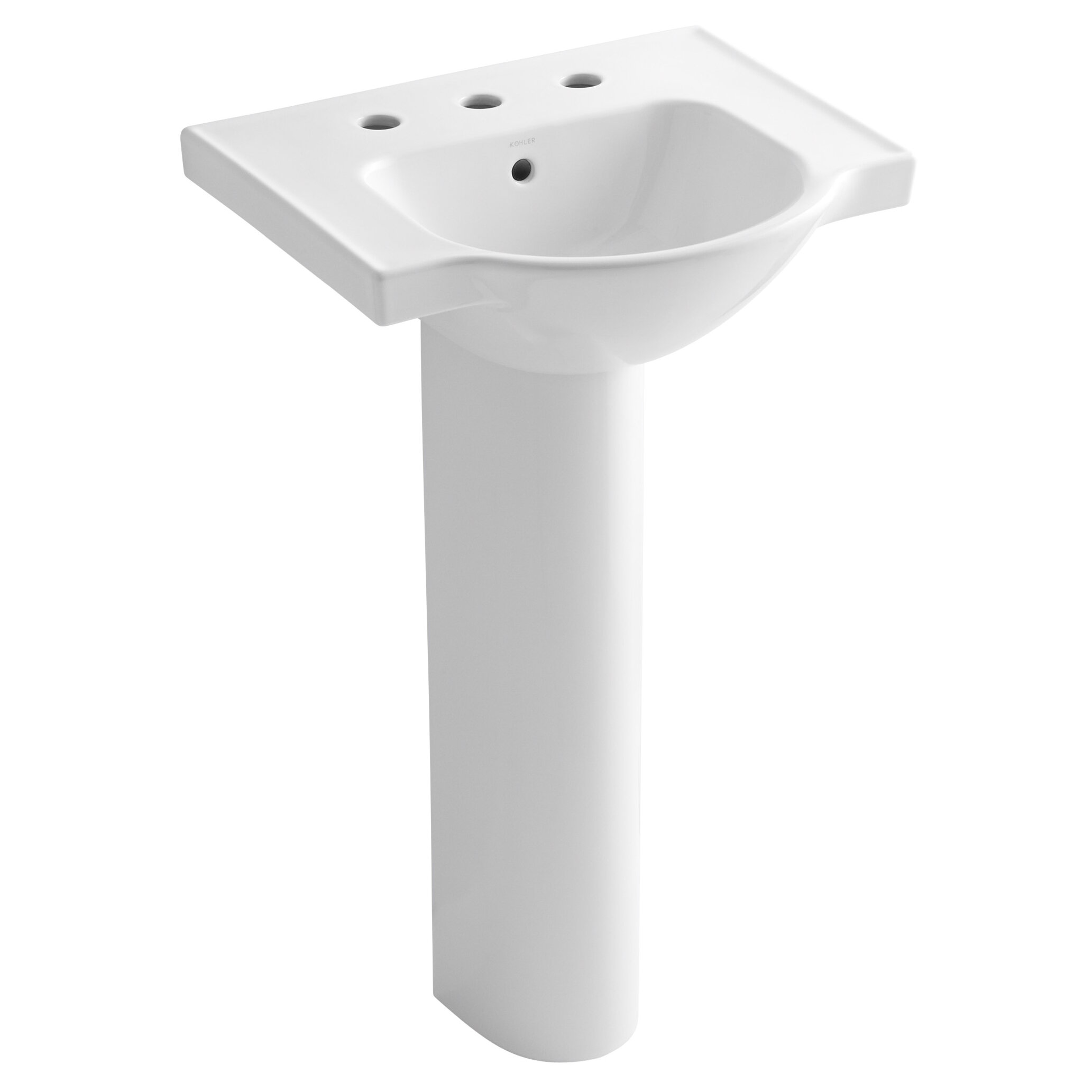 Veer Ceramic 24 Pedestal Bathroom Sink With Overflow