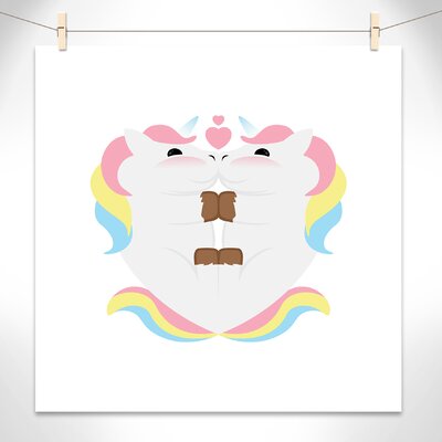 Juvenile Unicorn Hug Kids Wall Décor Casa Fine Arts Format: Paper, Size: 31