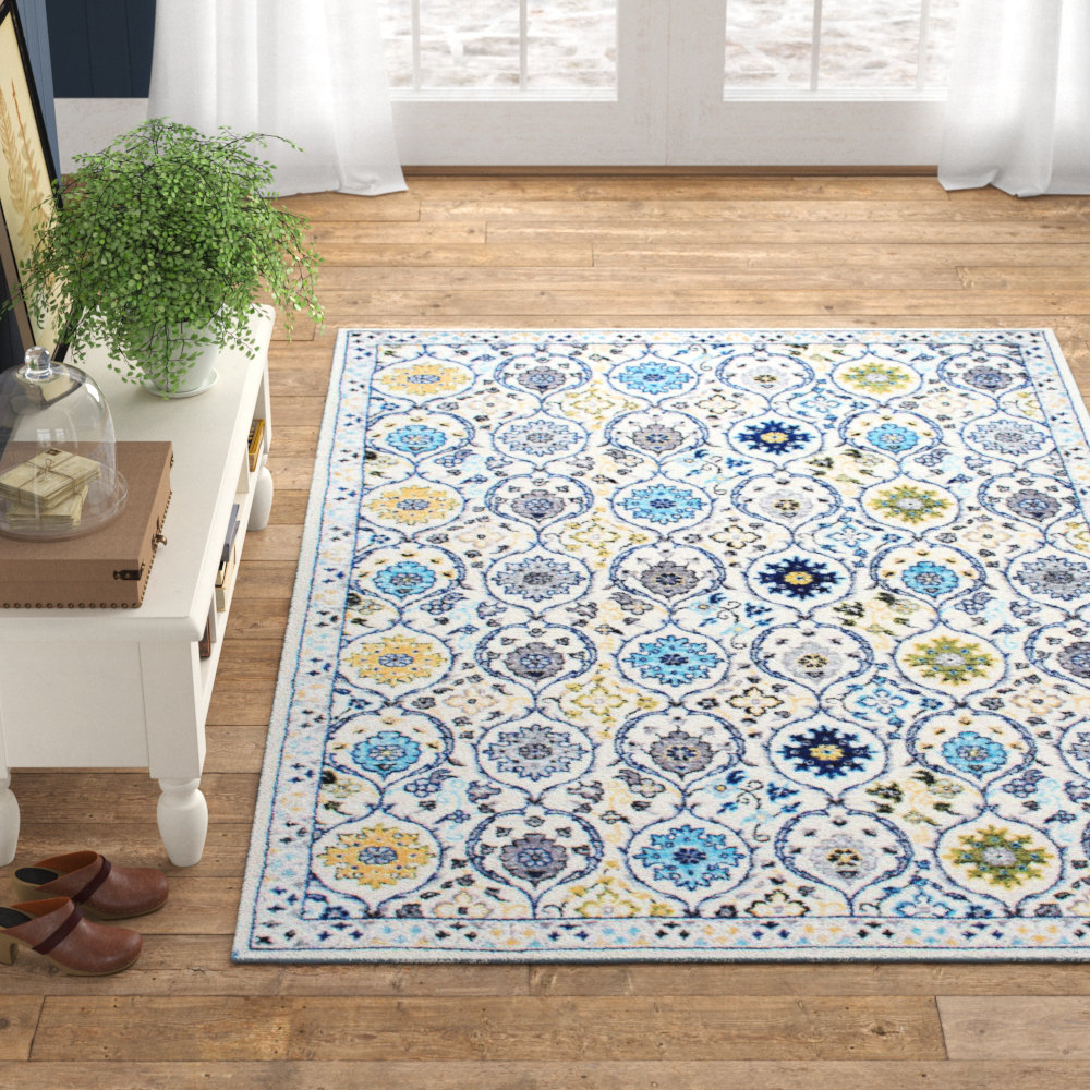 Charlton Home Ansel Blue Yellow Area Rug Reviews Wayfair