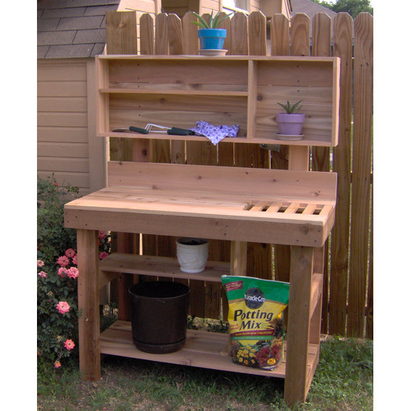 Threeman Products Ultimate Cedar Potting Bench Reviews Wayfair