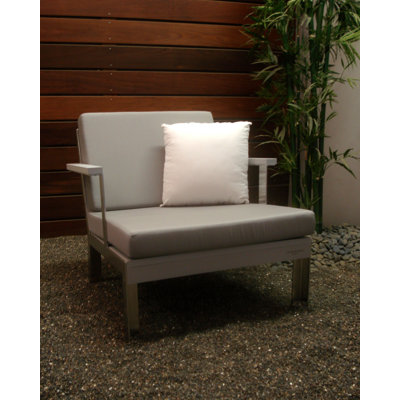 Etra Patio Chair with Cushions Modern Outdoor Frame: Powdercoated Steel, Surface: Seafoam Polyboard, Fabric: Nutmeg