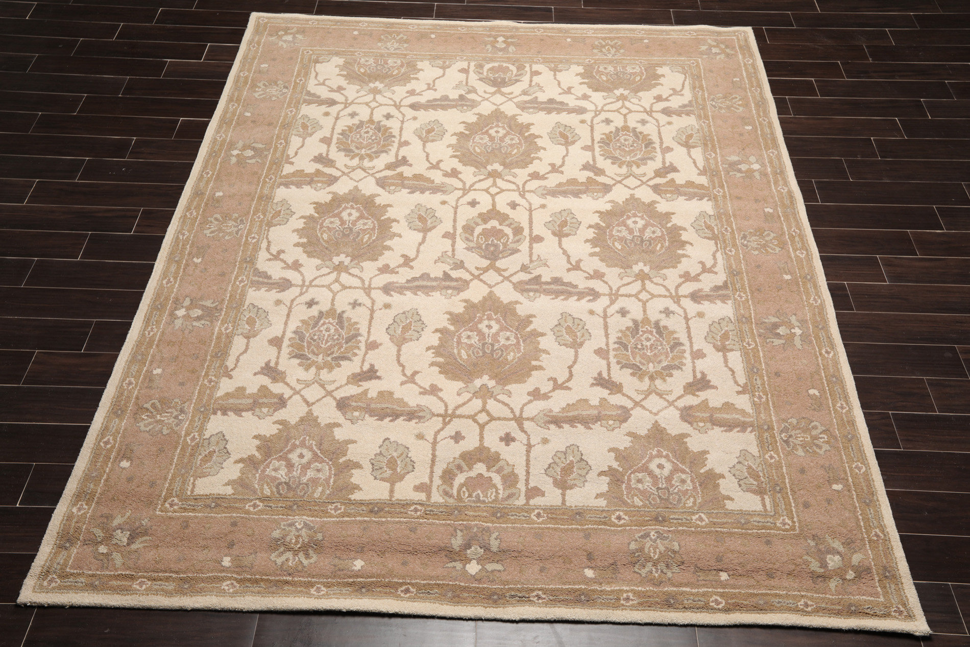 Charlton Home Malikah Damask Hand Tufted Wool Beige Area Rug Wayfair