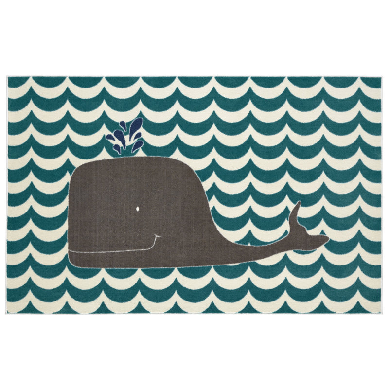 Viv Rae Heimbach Oh Whale Teal Navy Grey Cream Indoor Area Rug Reviews Wayfair