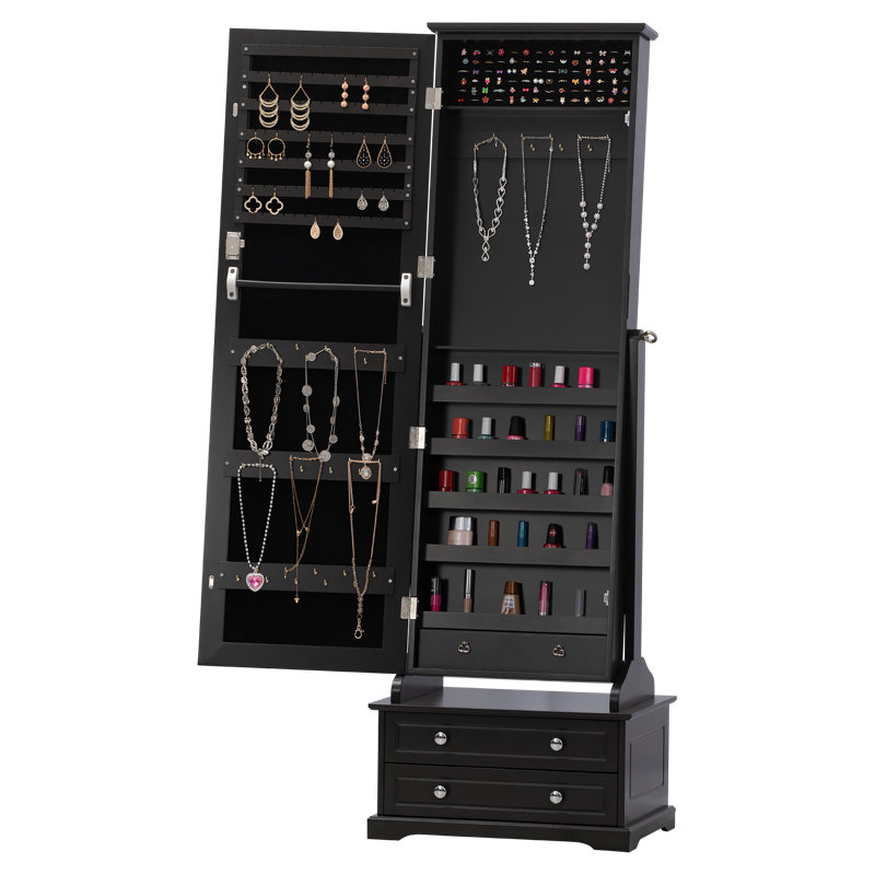 Canora Grey Odacia Free Standing Jewelry Armoire With Mirror