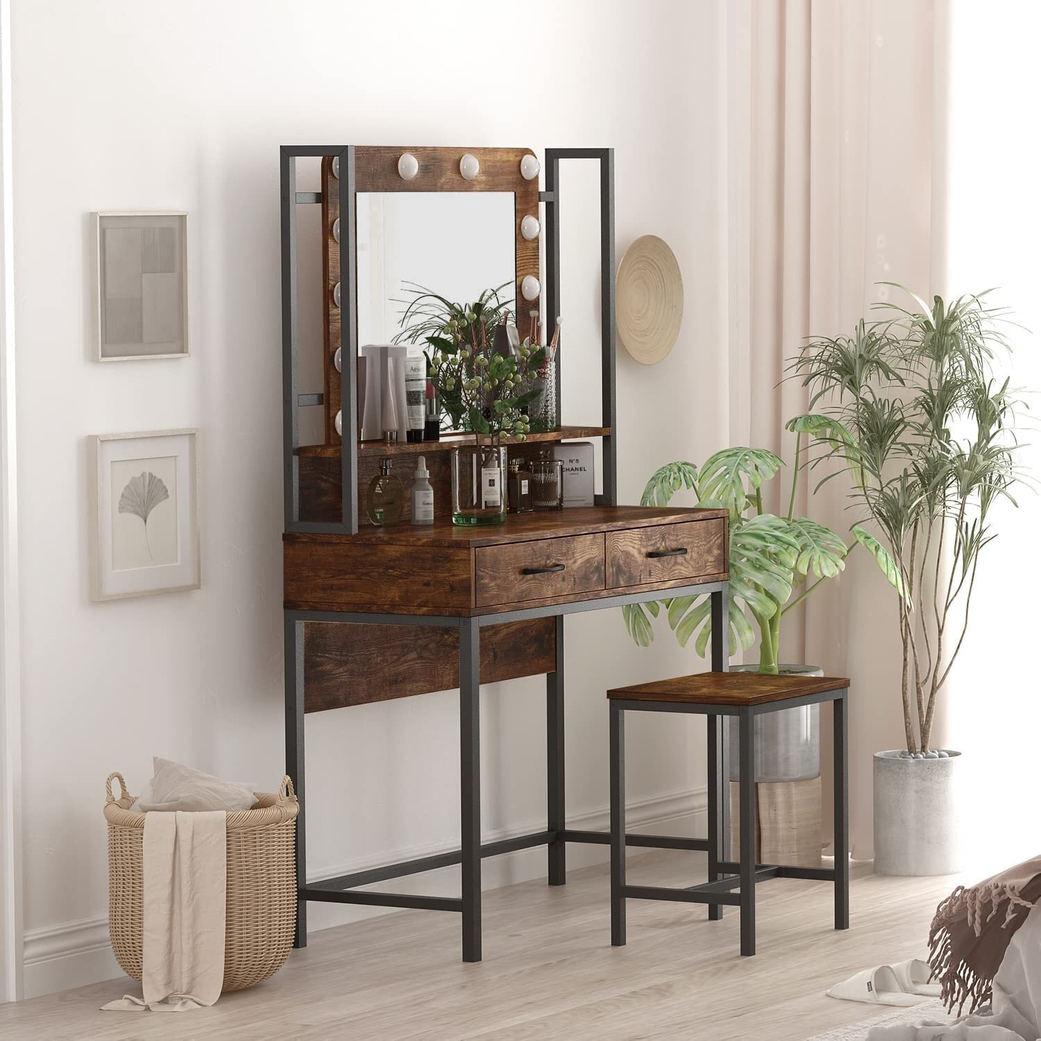 wayfair vanity with lighted mirror