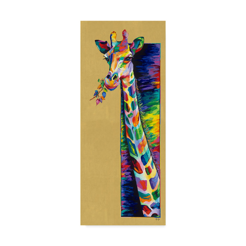 Ebern Designs O Giraffe Eating Acrylic Painting Print On Wrapped